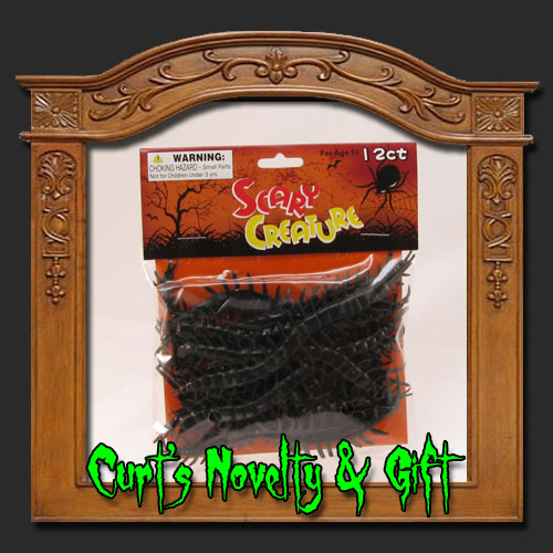 BAG OF 12 BLACK CENTIPEDES Halloween Haunted House Prop